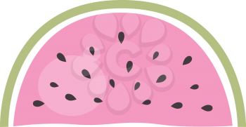 Pink watermelon isolated on white. Vector cartoon Illustration