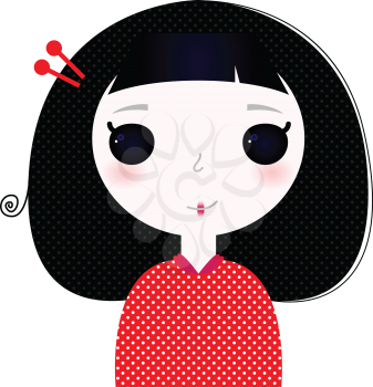 Cute cartoon Japanese girl. Vector cartoon Illustration
