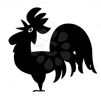 Royalty Free Clipart Image of a Rooster Silhouette