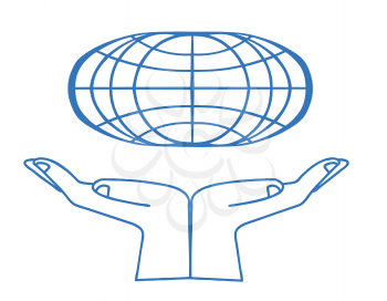 Royalty Free Clipart Image of Hands Holding a Globe