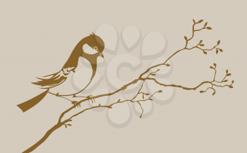 Royalty Free Clipart Image of a Bird on a Branch