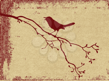 Royalty Free Clipart Image of a Bird in a Branch