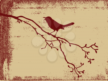 Royalty Free Clipart Image of a Bird in a Branch