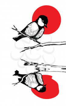 Royalty Free Clipart Image of a Bird on a Branch