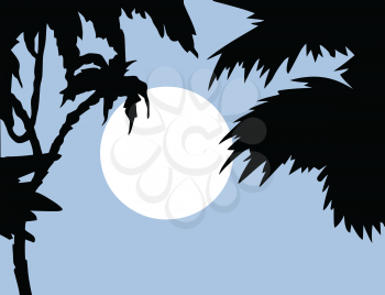 Royalty Free Clipart Image of a Tropical Landscape