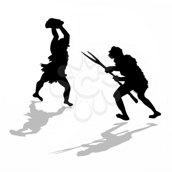 Royalty Free Clipart Image of Neanderthals