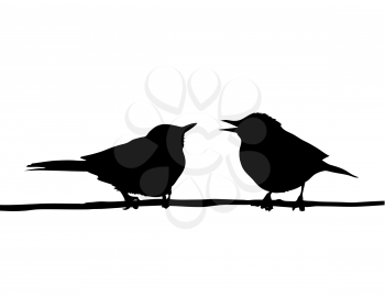 Royalty Free Clipart Image of Two Birds on a Branch