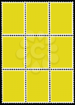 Royalty Free Clipart Image of Yellow Postage Stamps