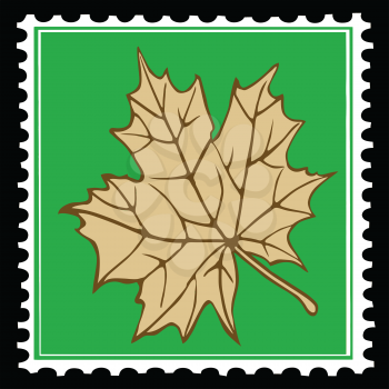 Royalty Free Clipart Image of a Maple Leaf Postage Stamp