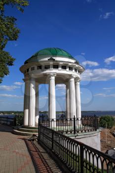 white summerhouse on celestial background