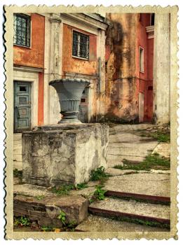 ancient building on old photography