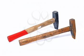 two old gavels on white background