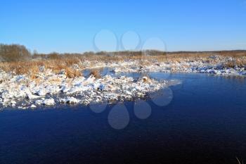 autumn ice on freeze marsh
