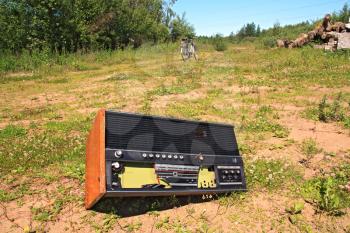 old radio on rural road
