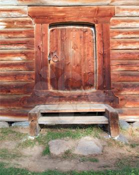door in old wooden house 
