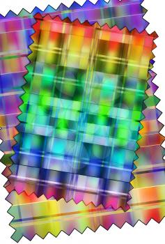 Royalty Free Clipart Image of a Vibrant Plaid Pattern With Crimped Edges