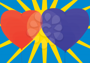 Royalty Free Clipart Image of Heart Balloons