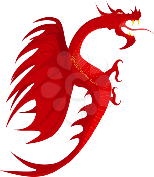 Heraldry, red dragon, file EPS.8 illustration.