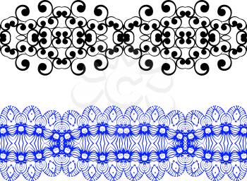Set linear floral ornament, seamless pattern, EPS8 - vector graphics.