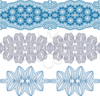 Set linear floral ornament, seamless pattern, EPS8 - vector graphics.