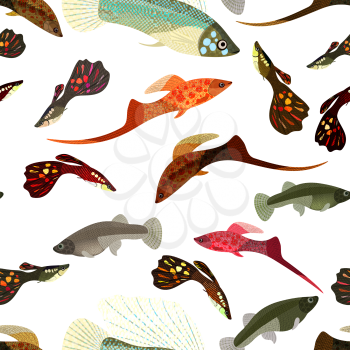 Fishes aquarium design element seamless pattern, EPS10 - vector graphics.