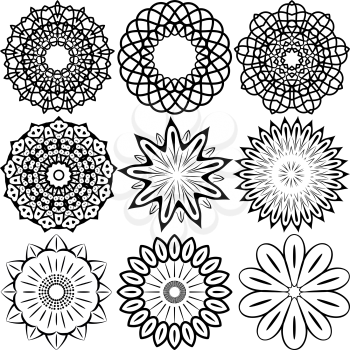 Set modern design round and floral pattern, EPS8 - vector graphics.