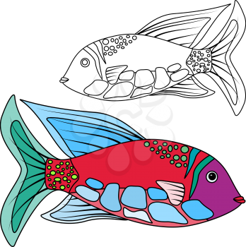 Fish abstrac kids coloring, EPS8 - vector graphics. 
