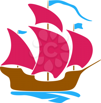 Sailboat childlike drawing, EPS8 - vector graphics.