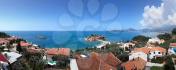 Panorama of Sveti Stefan island in Montenegro.