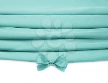 turquoise silk fabric with bow