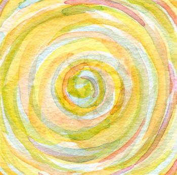 Abstract  watercolor hand painted background. Spiral pattern. Paper texture.