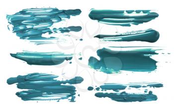 Abstract acrylic color brush strokes blots. Collection. Isolated.