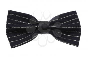 Black bow tie with strip. isolated on white.
