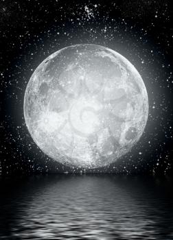 Full moon image with water..
