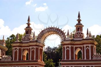 Arch gate in the Moscow park in Russia