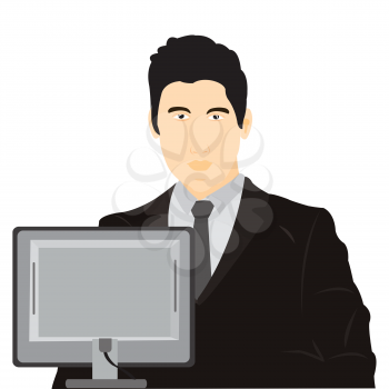 Royalty Free Clipart Image of a Man in Front of a Computer