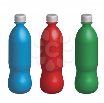 Royalty Free Clipart Image of Three Plastic Bottle