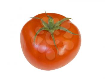 Ripe red tomato on white background is insulated