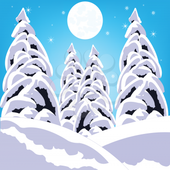 Illustration winter wood on white background is insulated