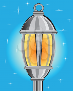 Vector illustration of the street lamp in the night