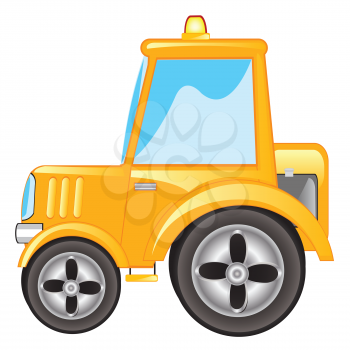 Vector illustration yellow tractor on white background