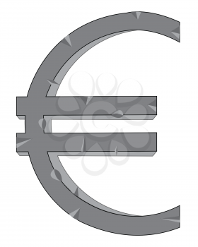 Sign euro from stone on white background