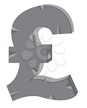 Sign pound sterling from stone on white background