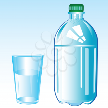 Mineral water and glass on white background is insulated