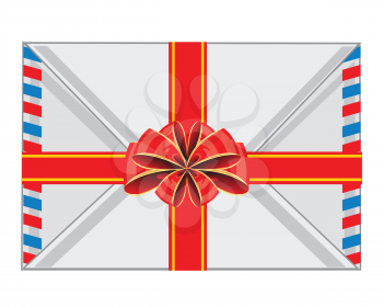 The Postal envelope decorated by red bow.Vector illustration