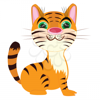 The Striped tigress on white background is insulated.Vector illustration