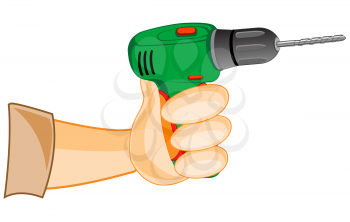 Electric tools drill on white background is insulated
