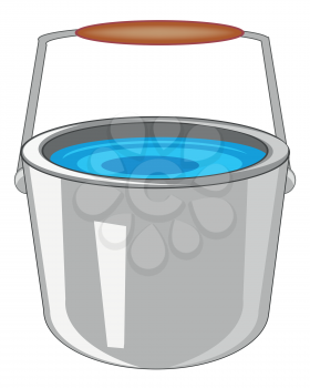 Iron pail with water on white background is insulated