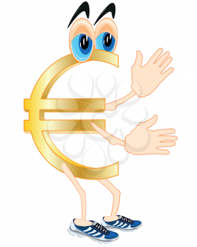 Cartoon of the symbol euro on white background is insulated