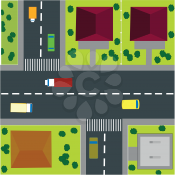 The town Card with road and house.Vector illustration